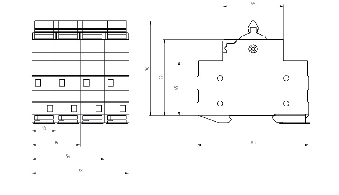 Креслення 2 Перемикач навантаження ETI SSQ 140 "1-0-2", 1р 40А