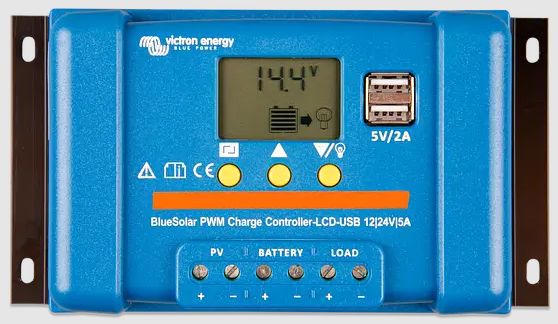 Charge controller Victron Energy BlueSolar PWM-LCD&USB 12/24V-5A (5A, 12/24 V)