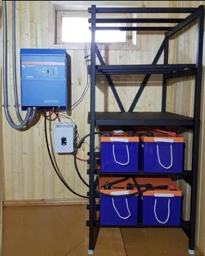 Prepared and installed rack for batteries