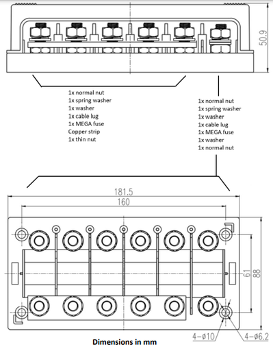 MEGA 6-Pin-Sicherungshalter mit Victron Energy Bus