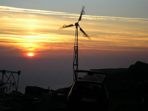 Test run of a wind turbine. Conducting training on PE and TB